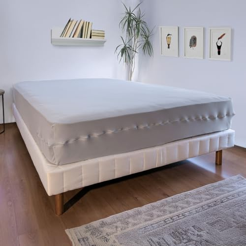 Bleu Calin Rénove Matelas Élastique, Protège-Matelas Extensible, Housse integrale avec Fermeture à glissière, Alèse 2 Personnes, 140x190 cm
