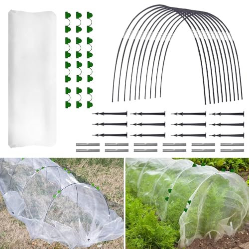 mizikuu 18 PCS Archi per Tunnel Orto, 2.5 x 6m Cerchi da Giardino per Serra Archi per Serre a Tunnel Regolabile Pneumatici per Serra Tunnel per Piante da Giardino