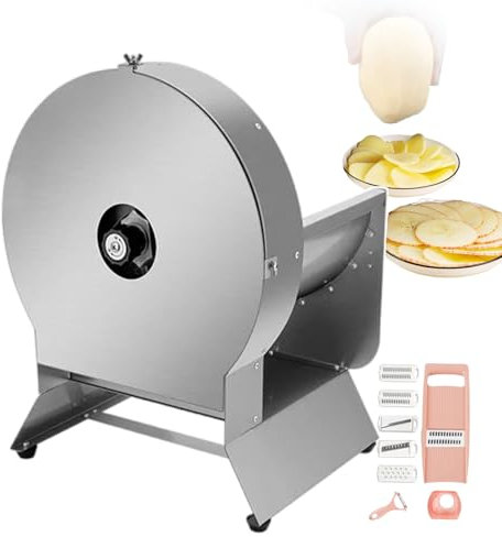 forplubossmmp Cortadora De Verduras Eléctrica, Trituradora De Verduras Comercial 2 En 1 para Rebanar, Cortadora De Frutas Eléctrica Y Manual, De Acero Inoxidable, Fácil De Limpiar,Round