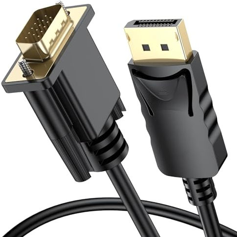 DisplayPort to vGA Adapter 1.8M DisplayPort Cable, Dual Mode 1080P Full-HD Display Port to VGA Cable, Gold-Plated DP to VGA Adapter(Male to Male) for Lenovo/Dell/HP/ASUS