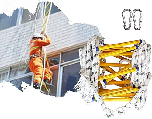 DLYZAYE Fire Escape Leiter, Fire Escape Rope Leiter Fire Escape Leiter Notfall Rettungsleiter Tragbare rutschfeste Weiche Sicherheitsleiter Wiederverwendbar mit Haken/8M