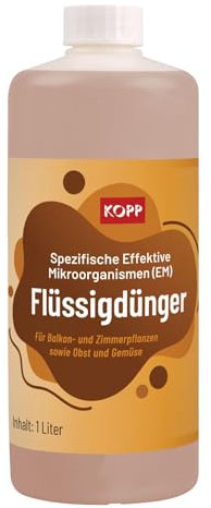 KOPP Flüssigdünger - Bio - mit Effektiven Mikroorganismen (1 Liter) - Ohne Gentechnik - Zusatzstofffrei - Hergestellt in Handarbeit - 100 Prozent biologisch und umweltfreundlich
