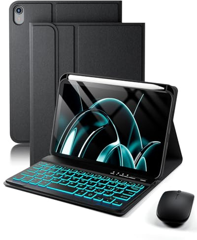 SAMTUNK Funda para iPad mini 7 (2024) y Mini 6 (2021) con teclado para iPad mini (A17 Pro) de 7ª 6ª generación de 8.3 pulgadas, funda con teclado retroiluminado arcoíris, soporte para lápices