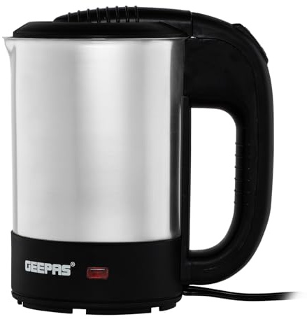 GEEPAS 24V Travel Kettle | Stainless Steel Portable Auto Shut Off Concealed Boil-dry Protection | Electric Kettle for Camping Caravan Van Road Trips with Cigarette Lighter 500ml (Renewed)