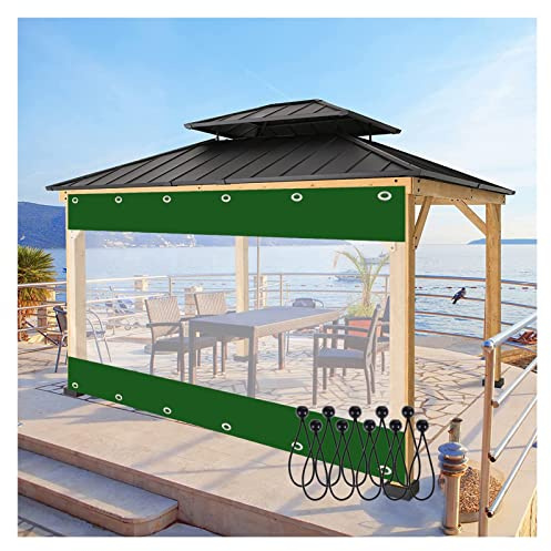 Cortinas de lona transparentes para exteriores, panel lateral personalizable para cenador, porche, pérgola y cabaña, con ojales y bolas elásticas (4 x 4 x 10 pies)