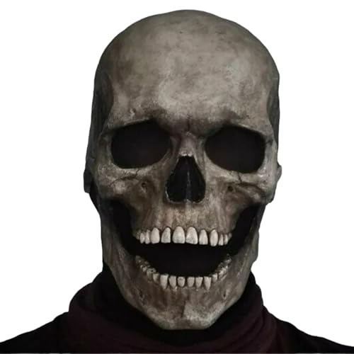 Generisch Halloween Totenkopf Maske - Realistische Halloween Masken Mit Beweglichem Mund | Cosplay Requisite | Horror Kostüm Deko Für Karnevals Kostüm Party Requisiten