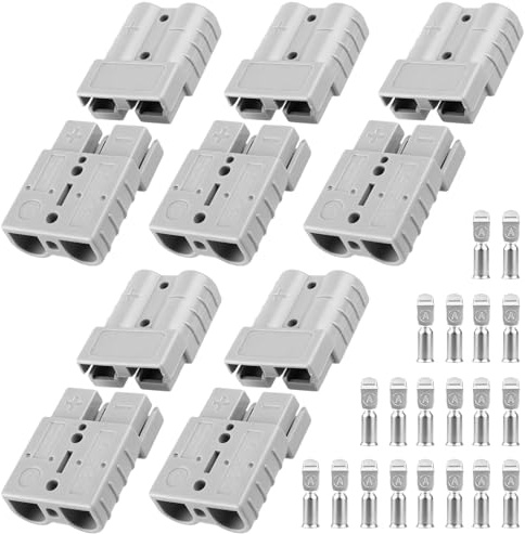 50A Battery Connector Kit 10PCS, Connect Modular Power Battery with Copper | Silver-plated, 600v plug connection quick disconnect grey terminals anderson for 12v motorhome caravan systems car camper