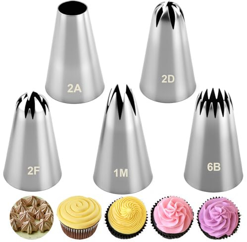 5 st Pocket Pip, Professionella Rostfritt Stål Tårtdekorationsmunstycken Munstycken för Tårtdekoration Cupcakes Sockerpasta Muffins Godis Kakor Bakverk