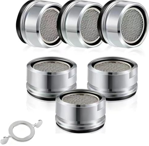 6 Stück Wasserhahn Aufsatz, M24 Strahlregler, Perlatoren Für Wasserhähne, Perlator Mit Dichtung Und Schlüssel, Innengewinde Reuasble Wasserhahn Sieb, Für Küche & Bad, Filter Düse Sieb