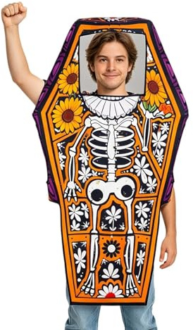 Rolig dödskalle kista förklädnad | Skelettform kista jumpsuit, halloween vampyrkläder - för dam tillbehör cosplay show scen party dansande rollspel