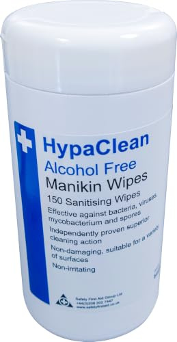 Safety First Aid HypaClean Pack of 100 Manikin Training Wipes, Alcohol-Free