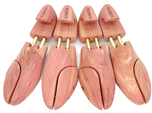 Luxinton 'Luka' Men's Twin Tubed Cedar Shoe Trees with Hooked Heels 2-pack (for 2 Pairs of Shoes), Yellow, EU 40 - 41 / Small / 7.5 - 8.5 US
