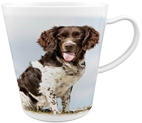 Merchandise for Fans Kleiner Münsterländer |Latte Macchiato Becher Kaffeebecher mit Fotodruck |001