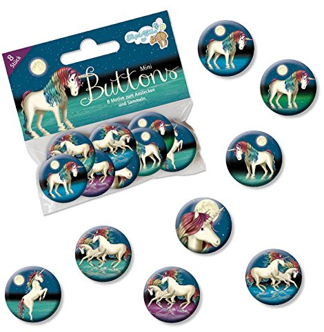 Mauder Verlag Lutz 67247 Lot de 8 mini badges avec épinglette Motif licorne Lunabelle