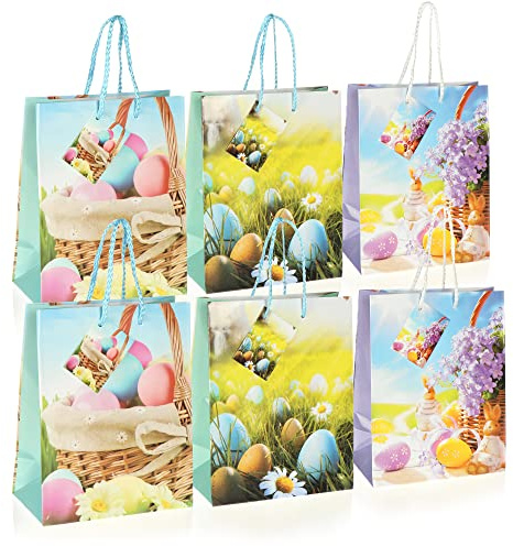 Robin Goods® 6 x Geschenktüten für Ostern – Geschenktüten mit Hasenmotiv – Geschenktüten für Ostern (Ostern – 18 x 23 cm – 6 Stück)