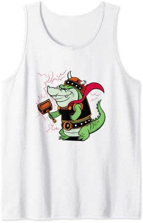 Wikinger Alligator Cartoon Krokodil Hammer Helm Tank Top