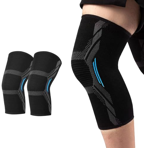 MILAIUN Kniebandage für Männer/Damen 2er set, Knee Support zur Linderung Arthrose, Kompression Kniestütze für Meniskus, Knieschiene für Meniskus, Sport, Laufen(M, Schwarz Blau)