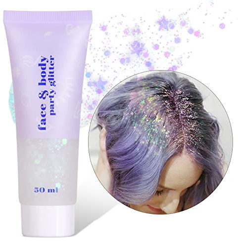 URAQT Body Glitter Gel, 50 ml Holografiska Sjöjungfrupaljetter - Cosmetic Face and Body Gel, Sparkling Festival Party Lotion för Ansikte, Kropp, Ögon, Hår, Nail DIY Art