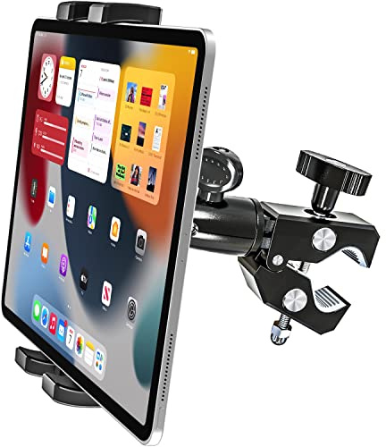 woleyi Aluminium-Fahrrad-Tablet-Halterung, Kamera-Klemme, Lenkerklemme, Tablet-Halter für Motorrad, Fahrrad, Roller, Kinderwagen, Golfwagen, Rollstuhl für iPad Pro 12.9, iPhone, 4.7-13 Zoll Geräte