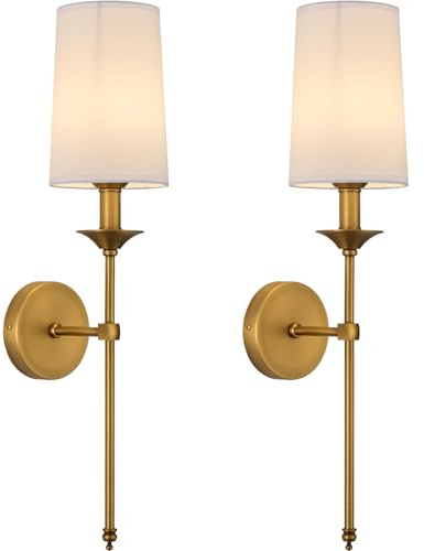 PASSICA DECOR Wall Sconce Set of 2 Hardwired Vintage Antique Brass Sconce Candle Wall Light for Bedroom Living Room Vanity Farmhouse Bathroom Hallway