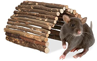 Relaxdays Nagerbrücke Holz, 40 x 65 cm, Käfig Zubehör Kaninchen & Meerschweinchen, biegbar, Holzbrücke Nager, Natur