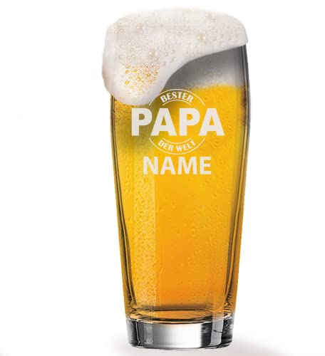 GRAVURMACHER® Bierglas mit Gravur - Willi Becher 0,5l - Für den besten Papa der Welt - Geschenk zum Vatertag - Geburtstagsgeschenk als Mann (Vatertag Motiv 10)