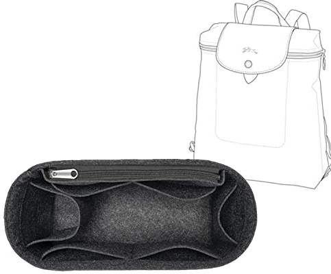 D.DUO Rucksack-Organizer, Geldbörsen-Einsatz Mit Mehreren Taschen, Filztasche für Longchamp Le Pliage (Grau)