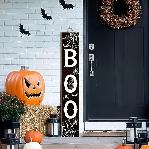 Halloween Veranda Schild Boo Schild für Veranda Gruseliges Holz Vertikales Willkommensschild Hof stehend für Terrasse Haustür Veranda Feiern Urlaub Zuhause Party Wand Hof Wohnkultur Indoor Outdoor 120