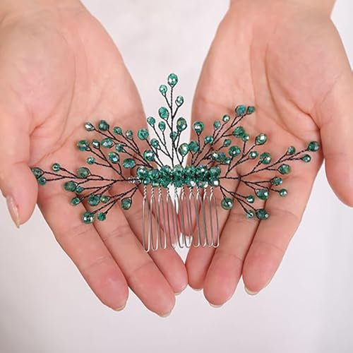 Hochzeit Haarschmuck Lässige Kopfbedeckungen Grün Haarkamm Handgefertigter Kopfschmuck Party und Abschlussball für Frauen Braut Haarschmuck-Grün