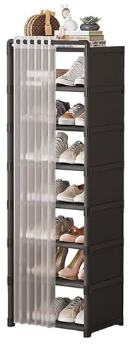 AISIR Scarpiera 8 Livelli, Scarpiere Scaffale Portascarpe in Metallo Impilabile, per Ingresso, Armadio Esterno e Interno. Facile da Montare, 42 x 30 x 124 CM, Nero.