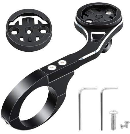 RISVOWO Fahrradhalterung für Garmin und Bryton, Fahrradcomputer mit Rutschfester Dichtung Kompatibel mit GoPro/Fahrradlampen Passt, Edelstahl Fahrrad Halterung für 31.8mm Lenkerhalterung(Schwarz)