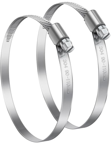 Bolatus 90-110mm Hose Clips, 2 Pcs Hose Clamps 304 Stainless Steel