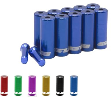 Fahrrad Endkappe 10 Stück Aluminium Bremszug Schaltzug 10 + 2 Set Endhülse für 4mm Schaltzughülle oder 5 mm Bremszughülle Caps mehrere Farben Bowdenzug (4 mm, Blau)