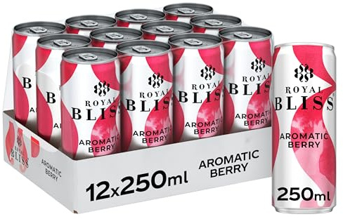 Royal Bliss Aromatic Berry ,Tónica Aromatizada y Refrescante - Pack de 12 Latas de 250 ml
