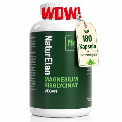 Magnesium Bisglycinat Hochdosiert - 300mg Magnesium pro Tagesdosis, Vegan | 180 Kapseln, Laborgeprüft, Premium: Chelatiertes Magnesiumglycinat