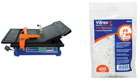 VITREX 103402NDE Diamond Blade Tile Cutting Saw & VIT102013 102013 Essential Tile Spacers 3mm Pack of 400, White
