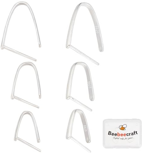 Beebeecraft 1 Box 6 Stück 3 Stile Eispickel Klemmösen 925 Sterlingsilber Schnappösen Haken Anhängerverschlüsse Für Halsketten Schmuckherstellung DIY Bastelarbeiten (Stift: 0.8/1mm)