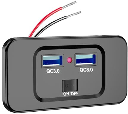 Prise USB pour Camping-Car, 12 V, Support Mural, Port de Charge USB | 72 W Noir RV USB, Adaptateur de Chargeur USB de Voiture, Adaptateur de Prise USB, Remplacement pour Bus, Camping-Car, Camion