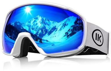 Innerking Skibrille OTG, Anti-Beschlag & UV400, Über-Korrekturbrille mit Doppelglas, für Herren/Damen/Teenager, Ski & Snowboard (A3 – Weiß/Blau (VLT 8%))