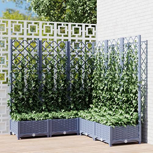 FUDUGEHMIOFWFJJ hochbeet schmal,fertigteich,pflanzkübel rund,Pflanzkübel mit Spalier Dunkelgrau 120x120x121,5 cm PPGeeignet für Garten, Terrasse, Schlafzimmer, Wohnzimmer