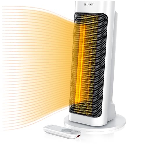 Brandson Chauffage soufflant céramique 2000 watts avec Télécommande, Mode économe en énergie, Radiateur soufflant d'appoint salle de bains, 2 niveaux de chauffage silencieux, Oscillation, Minuterie