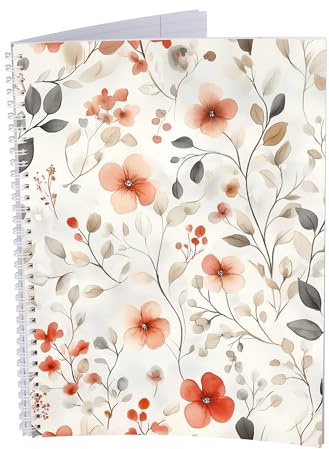 druck.de Collegeblock A4-5 Stück - 80 Blatt - Liniert - Blumenmuster - 80g | Collegeblock DIN A4, 5 Stück, 80 Blatt, liniert, 80 g/m² Papier