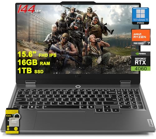 Lenovo LOQ Gaming Laptop 15,6 FHD IPS 144Hz (100% sRGB G-SYNC) AMD Octa-Core Ryzen 7 7435HS (Beats i7-12650H) 16GB RAM 1TB SSD GeForce RTX 4060 retroilluminato Nahimic Rapid Charge Win11Pro w/ICP