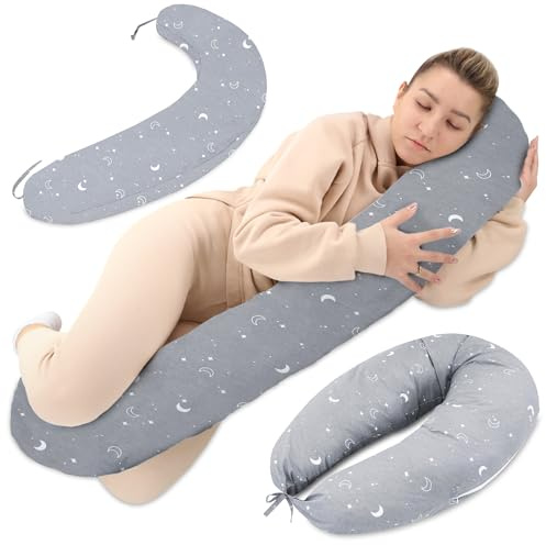 Totsy Baby Stillkissen XXL Schwangerschaftskissen 190 cm - Pregnancy Pillow Body Pillow Seitenschläferkissen Schlafkissen Lagerungskissen Kissen mit Bezug aus Baumwolle Oeko-Tex