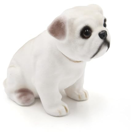 Motoforti Car Dog Shape Nod Nodding Bobblehead Dashboard Decoration White Long-lasting