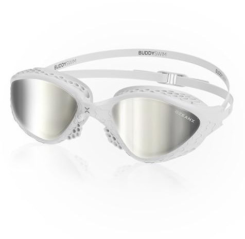 BUDDYSWIM Lunette Piscine Adulte OzeanX. Lunette Natation Homme avec Protection UV400. Lunette de Piscine Femme Antibuée,Verres Panoramiques XVISION. Ajustement Hydrodynamique Confortable pour Piscine