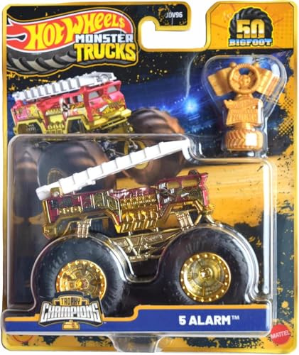 Hot Wheels Monster Trucks Trophy Champions Gold Chrome 50th Bigfoot Anniversary Collection You Choose Bone Shaker 5 Alarm Gunkster Mega Wrex Tiger Shark (5 alarmas)