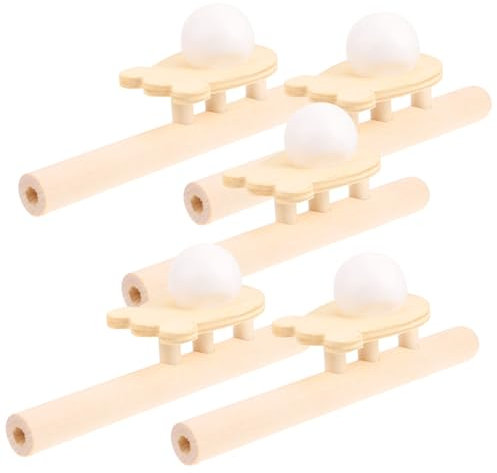 KICHOUSE Bolas De Soplado Flotantes De Madera para Niños y Adultos, Tamaño Mediano, Juego Interactivo De Equilibrio y Coordinación, Apto para Actividades Familiares Al Aire Libre, Set De 5 Piezas