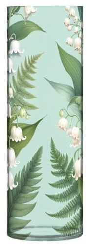 YANENDIE Palm Leaf Lily Floral Flower Vase, 12 Inch Clear Plastic Vase for Table Centerpiece Home or Wedding Decor
