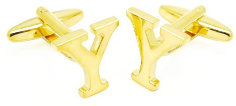HONEY BEAR 1 Paar Herren Manschettenknöpfe Hochzeit Cufflinks Manschettenknopf Buchstabe Gold (Y)